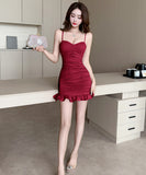 【3色】ミニドレス キャバドレス セクシー タイトミニワンピース Vネック キャミソール デート 指名 LW2-DD5936