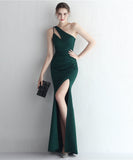 【4色】Lady's coco ロングドレス キャバドレス セクシー サテン 細見え ワンショルダー タイト マーメイドドレス パーティー 結婚式 イブニングドレス JC2-YEY18987