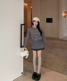 【3色】2点セット ミニドレス キャバドレス セクシー 大人可愛い ニットカーディガン＋ハイウエストプリーツスカート セットアップ  お出かけ デート 出勤 LW2-OYF2585