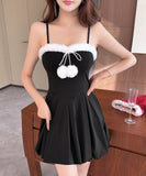 ミニドレス キャバドレス セクシー クリスマス フェザー切り替え ボリュームスカート キャミ ワンピ クリスマス パーティー JC2-DD6120