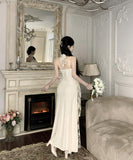 【2色】ロングドレスキャバドレスチュールのフラワーセクシーフリル宴会パーティー WQ2-ZED885600DXH238B