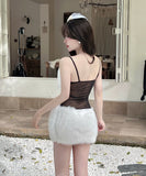 【2色】 ミニドレス キャバドレス セクシー キャミソールワンピース 透けメッシュ×フェザー切り替え タイトセクシー ドレス Vネック LW2-DD6013