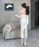 【3色】ロングドレスタイトドレスベアトップセクシーエレガント気質キャバクラ宴会パーティー WQ2-ZED886088GT513