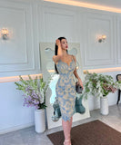 膝丈ドレスエレガントレースセクシー気質タイトドレス谷間見せ韓国っぽおしゃれ WQ2-ZED88794E