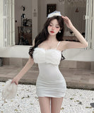 【2色】 ミニドレス キャバドレス セクシー キャミワンピース フェザー切り替え シースルー タイトミニドレス LW2-DD6012