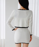 【2点セット】 ミニドレス キャバドレス セクシー 韓国風 ニットタイトセット 長袖 クルーネック ビスチェ  上品コーデ デート 女子会 カフェ LW2-DD6030