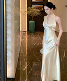 ロングドレス キャバドレス セクシー サテン ホルターネック 背中見せ フィット感 パーティー JC2-JW7026DSD260