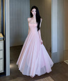 ロングドレス キャバドレス セクシー ラグジュアリー チュール ウエストマーク ウエストマーク キャミソールドレス JC2-XHY918345