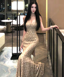 Lady's coco ロングドレス キャバドレス セクシー バックレス スパンコール マーメイドワンピ 交差ストラップ パーティー 二次会 JC2-XHY919310