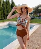 3点セット ビキニ セクシー ニット 水着 モノキニ Vネック 着痩せ YH7-YZM-QMYA769