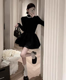 ミニドレス キャバドレス かわいい ふんわりシルエット フレンチムード ハイネック デート 通勤 お呼ばれコーデ JC2-XHY918113