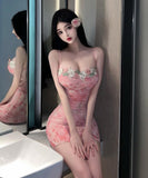 ミニドレス キャバドレス セクシー フラワー刺繍 キャミワンピ ボディコン クラブ 指名 JC2-2877DXH433