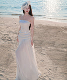 ロングドレス キャバドレス セクシー 上品 チュール ベアトップ スパンコール 清楚系 JC2-XHY919910