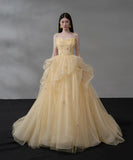 ロングドレス キャバドレス パーティードレス フェアリー チュール ボリュームスカート キャミソール 森ガール風 ビジュー付き エンゲージメント バースデー パーティー JC2-XYYB-36