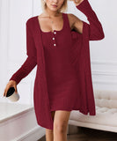 Lady's coco ミニドレス キャバドレス セクシー 2点セット オフショルダー カーディガン 長袖 ボタン付き LW2-YSQYUFG3150