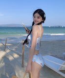 【3点セット】水着 ビキニ スカート付き かわいい フェミニン フラワー柄 小胸さん 温泉 リゾート ビーチ JC7-DP-A22963