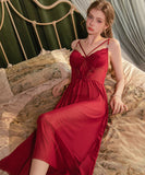 ルームウェア ランジェリー セクシー 透け感 メッシュ レース切替 フロントスリット ガウン付きセット JC8-GR6751