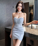 【4色】ミニドレス キャバドレス セクシー ストラップレス タイトミニワンピ ボディコン 指名 クラブ JC2-YM8892