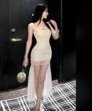 ミニドレス キャバドレス セクシー オフショルダー ベアトップ スパンコール タイトシルエット フレンチ バースデー JC2-XHY9314