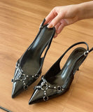 ハイヒール ピンヒール スタッズ付き ストラップ ポインテッドトゥ クローズドトゥ バックストラップ サンダル JC5-FZ-MX-067-26