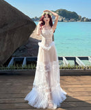 ロングドレス キャバドレス セクシー レース×ジャカード切り替え レース チュール ホルターネック シアー バックオープン JC2-XHY916109