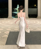 ロングドレス キャバドレス セクシー レース×チュール切替 サテン 上品 キャミソール マーメイドライン パーティー JC2-DD3832