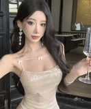 ミニドレス キャバドレス セクシー スパンコール キャミワンピ スリーブレス リボン飾り ボディコン ナイトクラブ 指名 JC2-18YX792