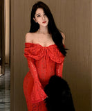 【2色】ロングドレス キャバドレス セクシー フレンチスタイル オフショルダー エレガント ウエストマーク 細見え パーティー バースデー JC2-XHY919202