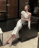 【2色】ロングドレス キャバドレス セクシー フレンチ ドレープ 切替 ワンショルダー ワンショルダー エレガント パーティー JC2-XHY918518