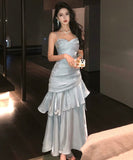 【5色】ロングドレス キャバドレス セクシー マーメイド フリル キャミソールドレス JC2-XHY913191