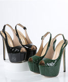 【2色】ハイヒール ストーンエンボス プラットフォームソール オープントゥ 美脚効果 エレガント パーティー フォーマルシューズ JC5-JLGJJM-669-9