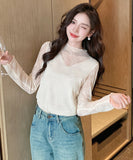 【2色】トップス レディース セクシー レースインナー 長袖 レーストップス シアー プラスサイズ デートコーデ 通勤 JC1-JW8896GT622