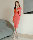 膝丈ドレス キャバドレス 不規則 通勤 おしゃれ 着瘦せ 気質 YH2-ZED882181BH506