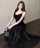 ロングドレス キャバドレス セクシー チュール切り替え スパンコール キャミワンピ パーティー 誕生日 JC2-DD4030