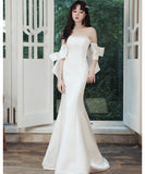 ロングドレス キャバドレス パーティードレス ホワイト ベアトップ マーメイドライン エンゲージメント バースデー パーティー JC2-AYL111001