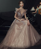 ロングドレス キャバドレス パーティードレス 細見え フェアリー風 エレガント ビジュー付き パーティー 誕生日 フリルネック JC2-XYYB-66