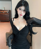 【2色】ミニドレス キャバドレス ワンピース セクシー Vネック着痩せ  KS2-DD5266