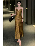 ロングドレス キャバドレス セクシー 上品 サテン バイアスカット ゴールド パーティー JC2-AQR3266