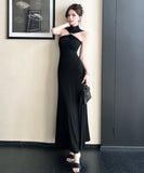 【ミニ＆ロング】ロングドレス キャバドレス セクシー オフショルダー ボディコン メタルバックル クラブ JC2-ZED885051DXH443