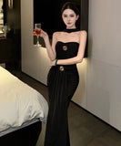 ロングドレス キャバドレス セクシー カットアウト ホルターネック ボディライン ギャル感 ウエストマーク パーティー JC2-XHY913265