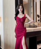 【3色】ロングドレス セクシー ボディコン ノースリーブ ディープVネック 上品 スリット 着やせ パーティー JC2-YM9206