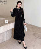 【ロング＆ミニ】ヘップバーン風 ベロアドレス ビジュー 上品 デート 女子会 LW2-DD6026