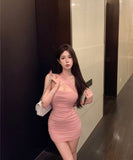 【2色】ミニドレスタイトドレスキャバドレスセクシー肌見せナイトクラブパーティー WQ2-XKD-D310-3080-Mar15