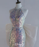 ロングドレス キャバドレス パーティードレス  ロングドレス  ハルターネック  キラキラ  スパンコール  マーメイドライン  ゴージャス 誕生日 結婚式 披露宴 LW2-MJR414