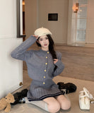 【3色】2点セット ミニドレス キャバドレス セクシー 大人可愛い ニットカーディガン＋ハイウエストプリーツスカート セットアップ  お出かけ デート 出勤 LW2-OYF2585