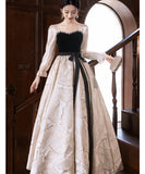 ロングドレス キャバドレス パーティードレス ベロア スクエアネック 長袖 フレアデザイン 二次会 披露宴 パーティー LW2-YZX027