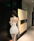 【3色】キャバドレスミニドレスホルターネックチュール谷間見せセクシーナイトクラブパーティーキャバクラ WQ2-DD4466