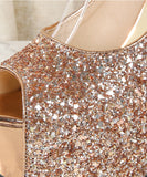 【3色】ハイヒール  キラキラ 厚底ピープトゥ  ブライダルシューズ　結婚式・パーティー・ステージ用 LW5-XL916-3