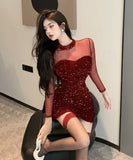 【2色】ミニドレス 透け感 エロかわいい キラキラ セレブ風 XH2-ZRD882405DXH417