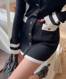 Lady's coco ミニドレス キャバドレス セクシー ニットワンピース オフショルダー バイカラー デザイン デート 女子会 LW2-DD6034